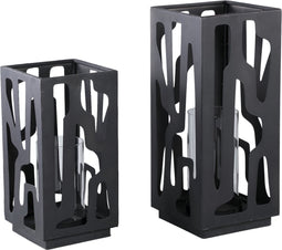 PTMD Dewey Black Iron Square Stormlight With Glass S