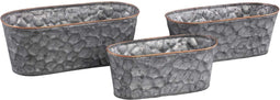 PTMD Dianne Ovale Bloempot - 33x16x12 cm - Set van 3 - Zink - Grijs