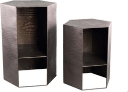 PTMD Dilay Black Iron Hexagon Sidetable With Shelve SV2