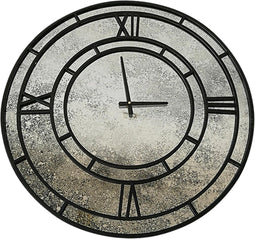 PTMD Djay zwarte klok antiek glas en metalen frame rond maat in cm: 70 x 4 x 70 - Zwart