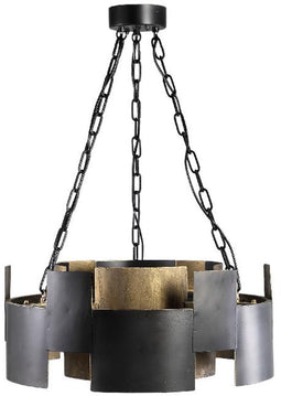 PTMD Docia Black Iron Hanging Lamp Gold Inside