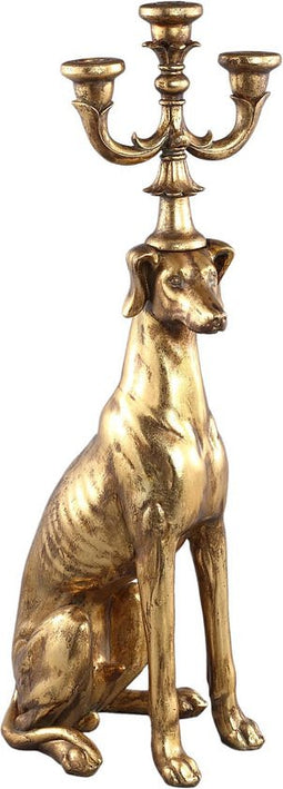 PTMD Dogg Kandelaar - 30 x 22 x 75 cm - Polyresin - Goud - 3 Kaarsen