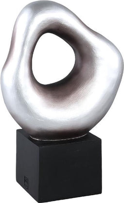 PTMD Dolcey Silver Poly Organic Shaped Statue On Base L