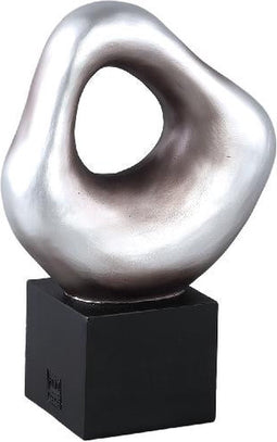 PTMD Dolcey Silver Poly Organic Shaped Statue On Base S