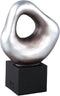 PTMD Dolcey Silver Poly Organic Shaped Statue On Base S