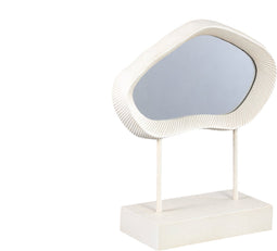 PTMD Eilish White Poly Organic Mirror On Mdf Base Low