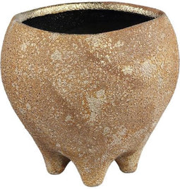 PTMD Elane Brown Glazed Ceramic Pot High On Feet M