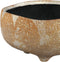 PTMD Elane Brown Glazed Ceramic Pot Low On Feet L