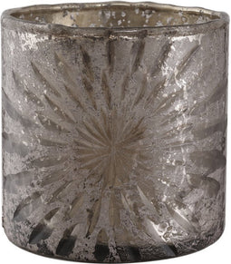 PTMD Ellis brown glass tealight ice star round S - set van 4