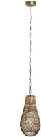 PTMD Erandi Ronde Hanglamp - H49 x Ø25 cm - Riet - Bruin
