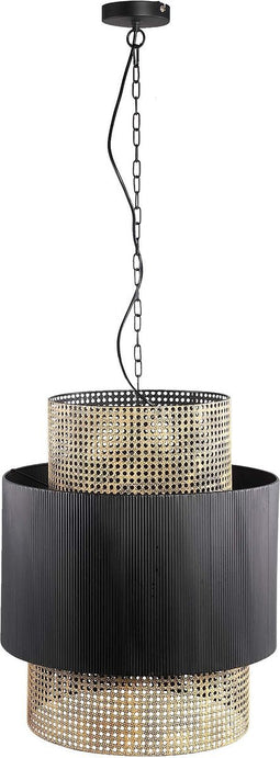 PTMD Erdila Black Bamboo Hanglamp Double Layer Round