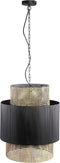 PTMD Erdila Black Bamboo Hanglamp Double Layer Round