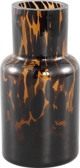 PTMD Erise Ronde Vaas - H13,5 x Ø7 cm - Glas - Bruin/zwart