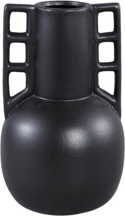PTMD Essa Black Matt Ceramic Pot With Two Ears L