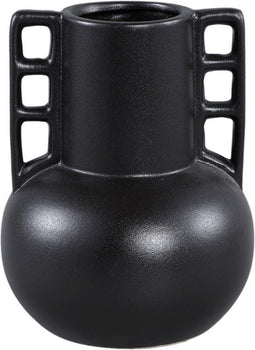 PTMD Essa Black Matt Ceramic Pot With Two Ears S