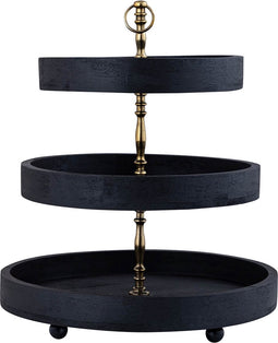 PTMD Etagere Donal - 45x40x40 cm - Hout - Zwart - Set van 3