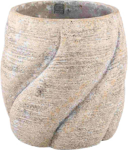 PTMD Evanthia Taupe Cement Pot Swirl Round L