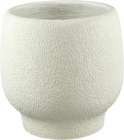 PTMD Evelynn White Round Cement Pot On Base XXL