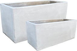 PTMD Evona White Big Glazed Ceramic Pot Rectangle SV2