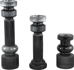 PTMD Fadri Kandelaar - H43 x Ø11,5 cm - Glas - Zwart