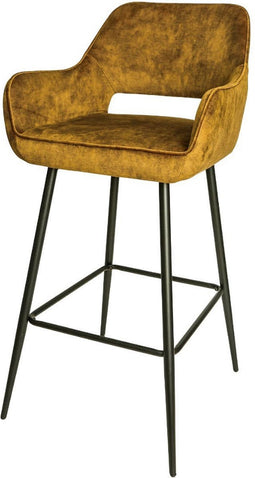 PTMD Fallon Velvet Barstoel - Okergeel