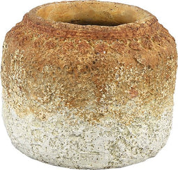 PTMD Fey Ronde Bloempot - H14 x Ø16 cm - Cement - Goud