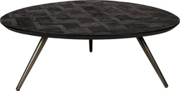PTMD Fieron Black wooden coffee table organic round