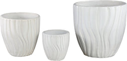 PTMD Fionaa White Ceramic Pot Wavy Structure Round SV3