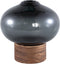 PTMD Fleure Grey Glass Vase Wooden Base Bulb L