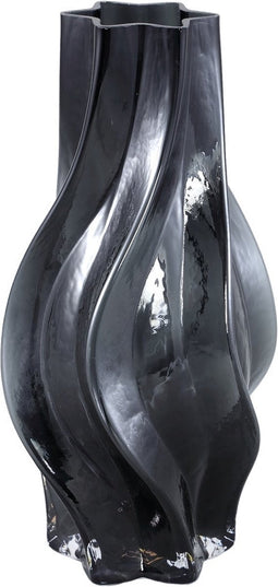 PTMD Florence Black Glass Vase Curved Lines L