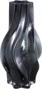 PTMD Florence Black Glass Vase Curved Lines L