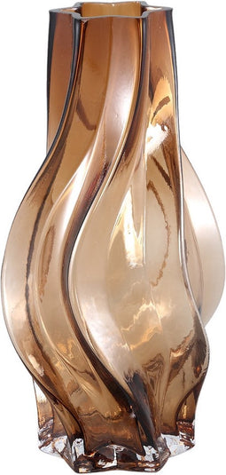 PTMD Florence Brown Glass Vase Curved Lines L