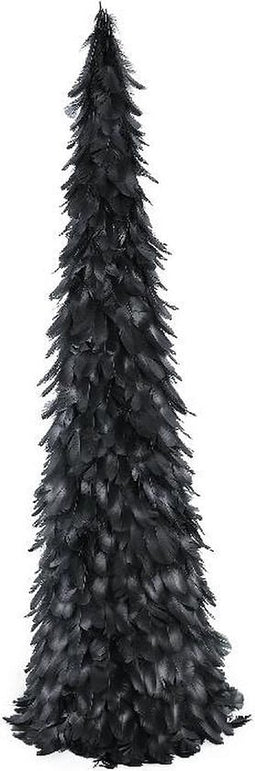 PTMD Foksy Kerstmis Ornament - 14 x 14 x 60 cm - Veren - Zwart