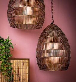 PTMD Fortune Brass ijzeren hanglamp ei vorm S 50 cm