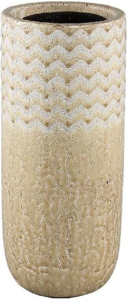 PTMD Frim Bloempot - H42 x Ø18 cm - Terracotta - Creme