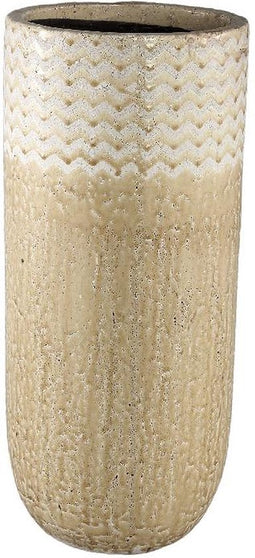 PTMD Frim Bloempot - H63 x Ø28 cm - Terracotta - Creme