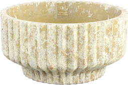 PTMD Gabriel Cream Cement Pot Round Lines Low L