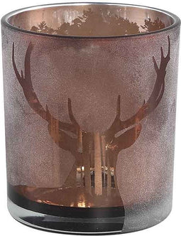 PTMD Gael Theelichthouder Rendier - H8 x Ø7 cm - Glas - Goud