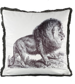 PTMD Genua White fluwelen kussen leeuw vierkant