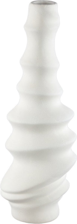 PTMD Georgy White Ceramic Pot Round Spiral L