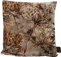 PTMD Gerino Vierkant Kussen Bloemen - 45x10x45 cm - Fluweel - Grijs