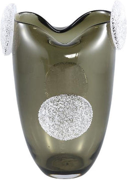 PTMD Giah Green Solid Glass Vase With Deco Rounds L