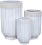 PTMD Gilliann White Round Ceramic Pot Ribbed High SV3