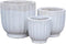 PTMD Gilliann White Round Ceramic Pot Ribbed Low SV3