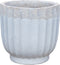 PTMD Gilliann White Round Ceramic Pot Ribbed Low SV3