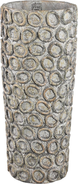 PTMD Ginte Grey Cement Pot Round With Circles High L