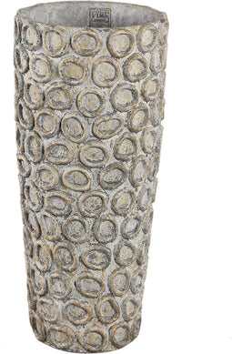 PTMD Ginte Grey Cement Pot Round With Circles High M