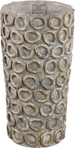 PTMD Ginte Grey Cement Pot Round With Circles High XS