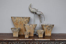 PTMD Githa Ronde Bloempot - H8 x Ø9 cm - Cement - Geel