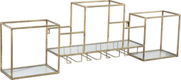 PTMD goudkleurig wandrek wijnrek drankenrek met glashouders - Gold wall rack with glass holder - winerack
